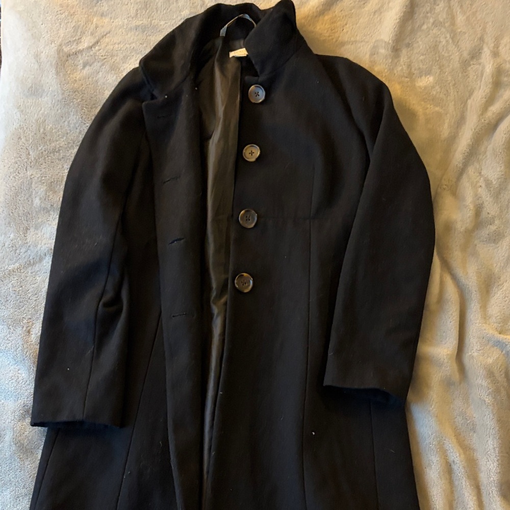 J. Crew Women’s Wool Blend Button Up Black Coat